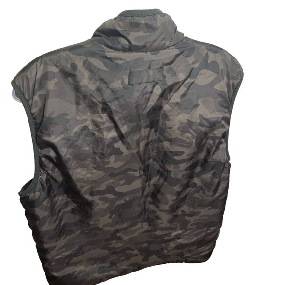 Mens Camouflage Zip-Up Puffer Vest With Fleece Lining & Pockets - Picture 5 of 5